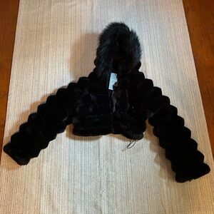 PrettyLittleThing Black Faux Fur Ski Jacket